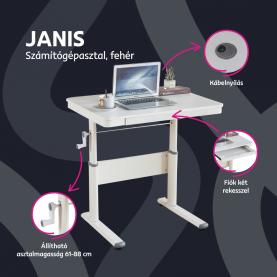 Novekvő íróasztal. fehér. JANIS