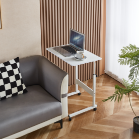 Állítható PC asztal kerekekkel. fehér. JUSTUS