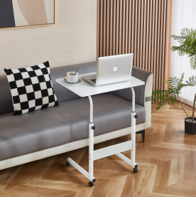 Állítható PC asztal kerekekkel. fehér. JUSTUS