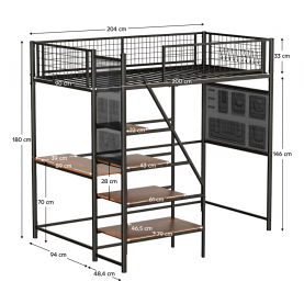 Megemelt ágy leesésgátlóval. 90x200. fekete. NIVEN