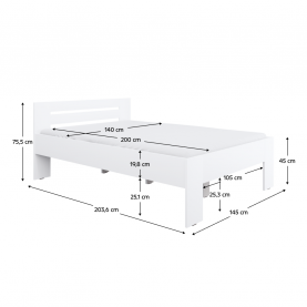 Ágy. 140x200. fehér. BASIS