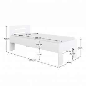 Ágy. 90x200. fehér. BASIS