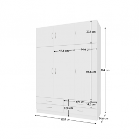 Ruhásszekrény. háromajtós. fehér. GERI NEW Ruhásszekrény. háromajtós. fehér. GERI NEW
