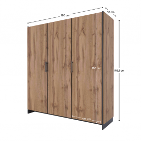 Szekrény. háromajtós. wotan tolgy/fekete. AMONI 3D Szekrény. háromajtós. wotan tolgy/fekete. AMONI 3D