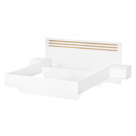 Ágy + 2x éjjeliszekrény. fehér/artisan tolgy. 160x200. FLORENS