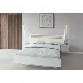 Ágy + 2x éjjeliszekrény. fehér/artisan tolgy. 160x200. FLORENS