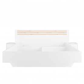 Ágy + 2x éjjeliszekrény. fehér/artisan tolgy. 180x200. FLORENS