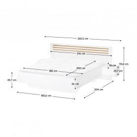 Ágy + 2x éjjeliszekrény. fehér/artisan tolgy. 180x200. FLORENS