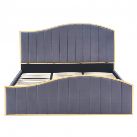 Ágy ráccsal. 160x200. sotétszürke Velvet szovet/gold arany króm. GEORGIA