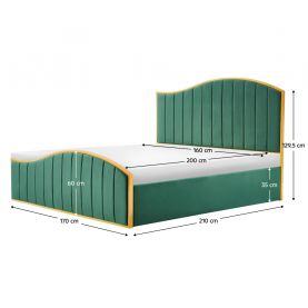 Ágy ráccsal. 160x200. zold Velvet szovet/gold arany króm. GEORGIA