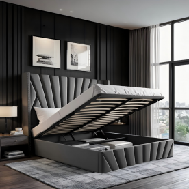 Ágy ráccsal. 180x200. sotétszürke Velvet szovet. PENELOPE