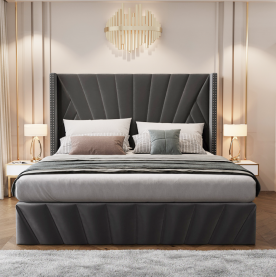 Ágy ráccsal. 180x200. sotétszürke Velvet szovet. PENELOPE