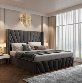 Ágy ráccsal. 180x200. sotétszürke Velvet szovet. PENELOPE