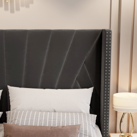 Ágy ráccsal. 180x200. sotétszürke Velvet szovet. PENELOPE