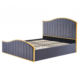Ágy ráccsal. 180x200. sotétszürke Velvet szovet/gold arany króm. GEORGIA