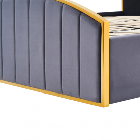 Ágy ráccsal. 180x200. sotétszürke Velvet szovet/gold arany króm. GEORGIA