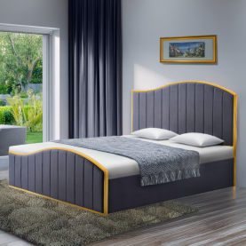 Ágy ráccsal. 180x200. sotétszürke Velvet szovet/gold arany króm. GEORGIA