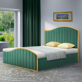 Ágy ráccsal. 180x200. zold Velvet szovet/gold arany króm. GEORGIA