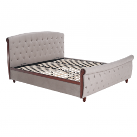 Ágy ágyráccsal. 180x200. szürkésbarna Taupe Velvet szovet. BARETO