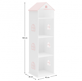 Gyerek konyvespolc. fehér/rózsaszín. MAISON TYP 2