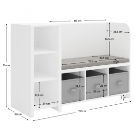 Polcállvány paddal. fehér/szürke. BENKO