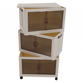 Összecsukható szekrény. fehér/barna. műanyag. POSA TYP 2