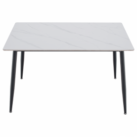 Étkezőasztal. fehér márvány/fekete. 121x71 cm. FLORENC TYP 1