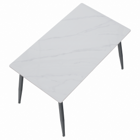 Étkezőasztal. fehér márvány/fekete. 121x71 cm. FLORENC TYP 1