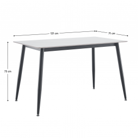 Étkezőasztal. fehér márvány/fekete. 121x71 cm. FLORENC TYP 1