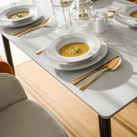 Étkezőasztal. fehér márvány/fekete. 121x71 cm. FLORENC TYP 1