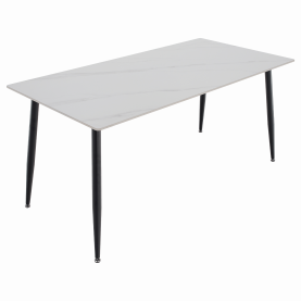 Étkezőasztal. fehér márvány/fekete. 160x80 cm. FLORENC TYP 2