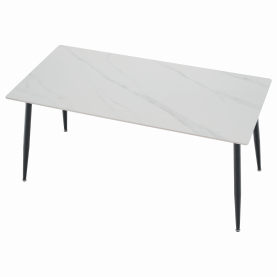 Étkezőasztal. fehér márvány/fekete. 160x80 cm. FLORENC TYP 2
