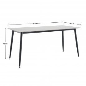 Étkezőasztal. fehér márvány/fekete. 160x80 cm. FLORENC TYP 2