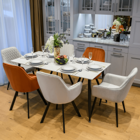 Étkezőasztal. fehér márvány/fekete. 160x80 cm. FLORENC TYP 2