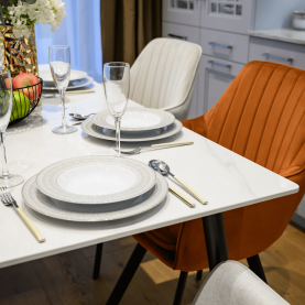 Étkezőasztal. fehér márvány/fekete. 160x80 cm. FLORENC TYP 2