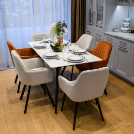 Étkezőasztal. fehér márvány/fekete. 160x80 cm. FLORENC TYP 2