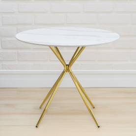 Étkezőasztal. fehér márvány/gold arany króm. átmérő 90 cm. MEKNER Étkezőasztal. fehér márvány/gold arany króm. átmérő 90 cm. MEKNER