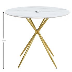 Étkezőasztal. fehér márvány/gold arany króm. átmérő 90 cm. MEKNER Étkezőasztal. fehér márvány/gold arany króm. átmérő 90 cm. MEKNER