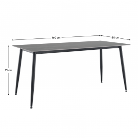 Étkezőasztal. szürke márvány/fekete. 160x80 cm. FLORENC TYP 2