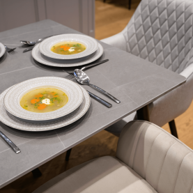 Étkezőasztal. szürke márvány/fekete. 160x80 cm. FLORENC TYP 2