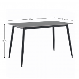 Étkezőasztal. szürke/fekete. 121x71 cm. FLORENC TYP 1