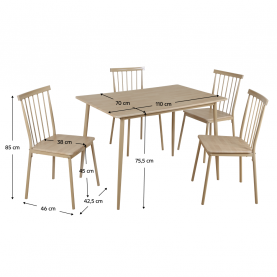 Étkezőgarnitúra 1+4. természetes bükk. SENDO
