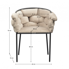 Étkezőszék. szürkésbarna Taupe Velvet szovet/fekete. DOROTA