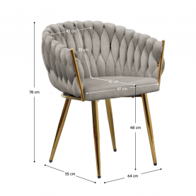Étkezőszék. szürkésbarna Taupe Velvet szovet/gold króm arany. DEILA Étkezőszék. szürkésbarna Taupe Velvet szovet/gold króm arany. DEILA
