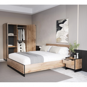 Éjjeliszekrény. 2 db-os szett. wotan tolgy/fekete. AMONI 2S Éjjeliszekrény. 2 db-os szett. wotan tolgy/fekete. AMONI 2S