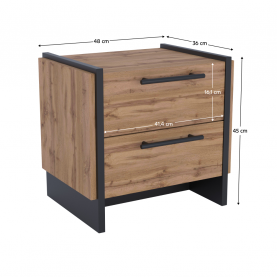 Éjjeliszekrény. 2 db-os szett. wotan tolgy/fekete. AMONI 2S Éjjeliszekrény. 2 db-os szett. wotan tolgy/fekete. AMONI 2S