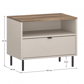 Éjjeliszekrény. kasmír/castello tolgy. EYCO 1S