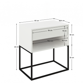 Éjjeliszekrény/kisasztal. fehér/fekete. ARTI TYP 2