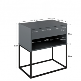 Éjjeliszekrény/kisasztal. grafit/fekete. ARTI TYP 2