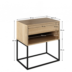Éjjeliszekrény/kisasztal. sonoma tolgy/fekete. ARTI TYP 2